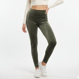 SPANX Olive Green Velvet Women's Leggings Size Medium